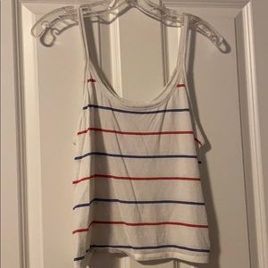 American Eagle Red and Blue Striped Tank Top